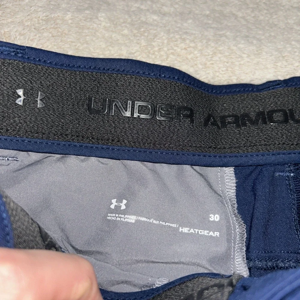 Under Armour Golf Shorts Blue Performance Stretch Flat Front Mens Size 30 x 9